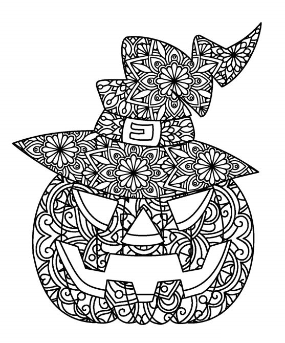 Online coloring book: Coloring antistress laughing pumpkin